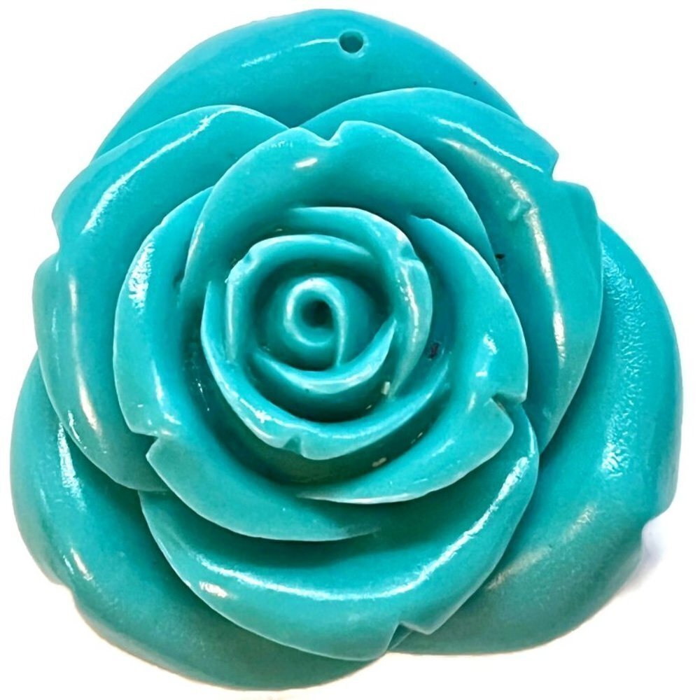 As Low As $2 Large Turquoise Coraline Resin Grandiflora Rose Bead 60 x 34mm (1)